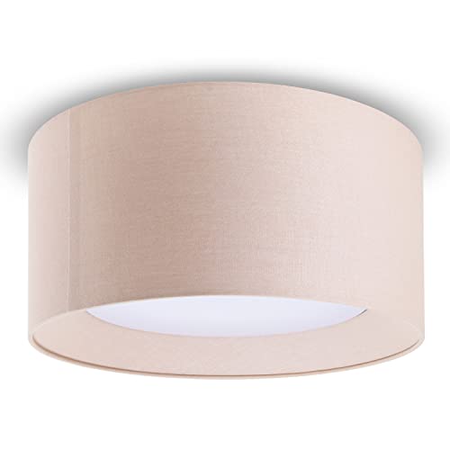 Paco Home Deckenlampe LED Lampe Esstisch Deko Wohnzimmer Modern Deckenleuchte Büro Rund Lampenschirm Stoff Fassung E27, Farbe:Beige, Leuchtenform__Größe:Ø45cm von Paco Home