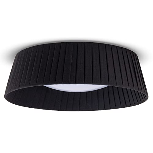Paco Home Deckenlampe LED Lampe Esstisch Deko Wohnzimmer Modern Deckenleuchte Büro Rund Lampenschirm Stoff Fassung E27, Farbe:Schwarz, Leuchtenform__Größe:Ø37cm von Paco Home