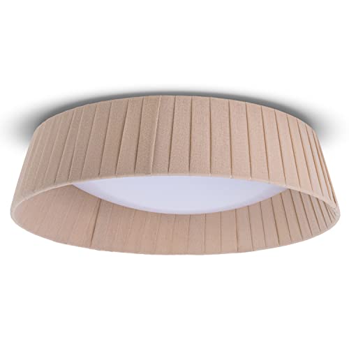 Paco Home Deckenlampe LED Lampe Esstisch Deko Wohnzimmer Modern Deckenleuchte Büro Rund Lampenschirm Stoff Fassung E27, Farbe:Beige, Leuchtenform__Größe:Ø37cm von Paco Home