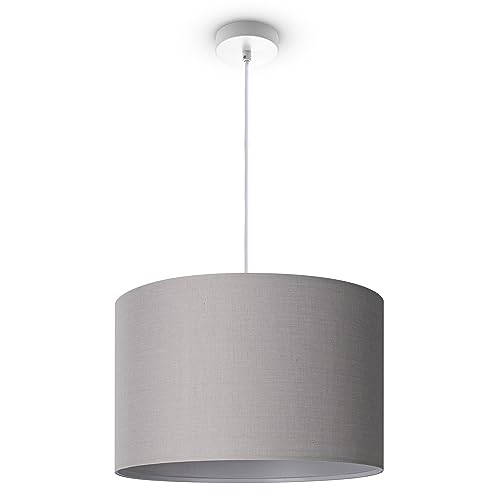 Paco Home Deckenlampe Pendellampe Aus Aluminium Und Stoff Hängelampe Ø45,5cm Breit Wohnzimmerlampe Esstisch Esszimmerlampe E27 Einfarbig 1 Flammig von Paco Home