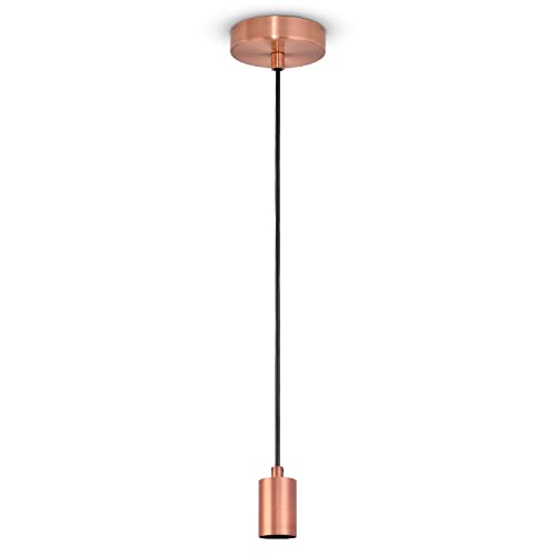 Paco Home Deckenlampe Pendellampe Deckenleuchte Kompatibel Mit Lampenschirm Hängelampe Lampenfasssung E27 Textilkabel Kürzbar Fassung 1-Flammig Kupfer von Paco Home