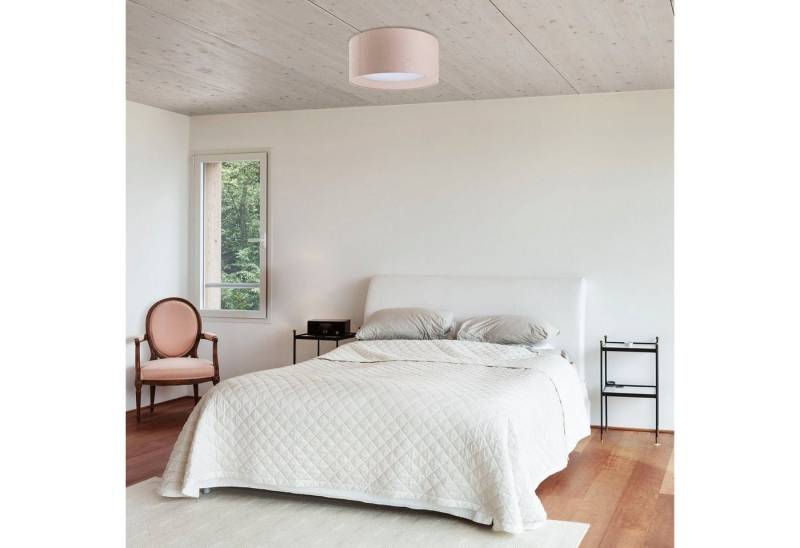 Paco Home Deckenleuchte DRUM, ohne Leuchtmittel, Rund Arbeitszimmer Textilschirm 3 x E27 Modern Geschlossen Uni von Paco Home