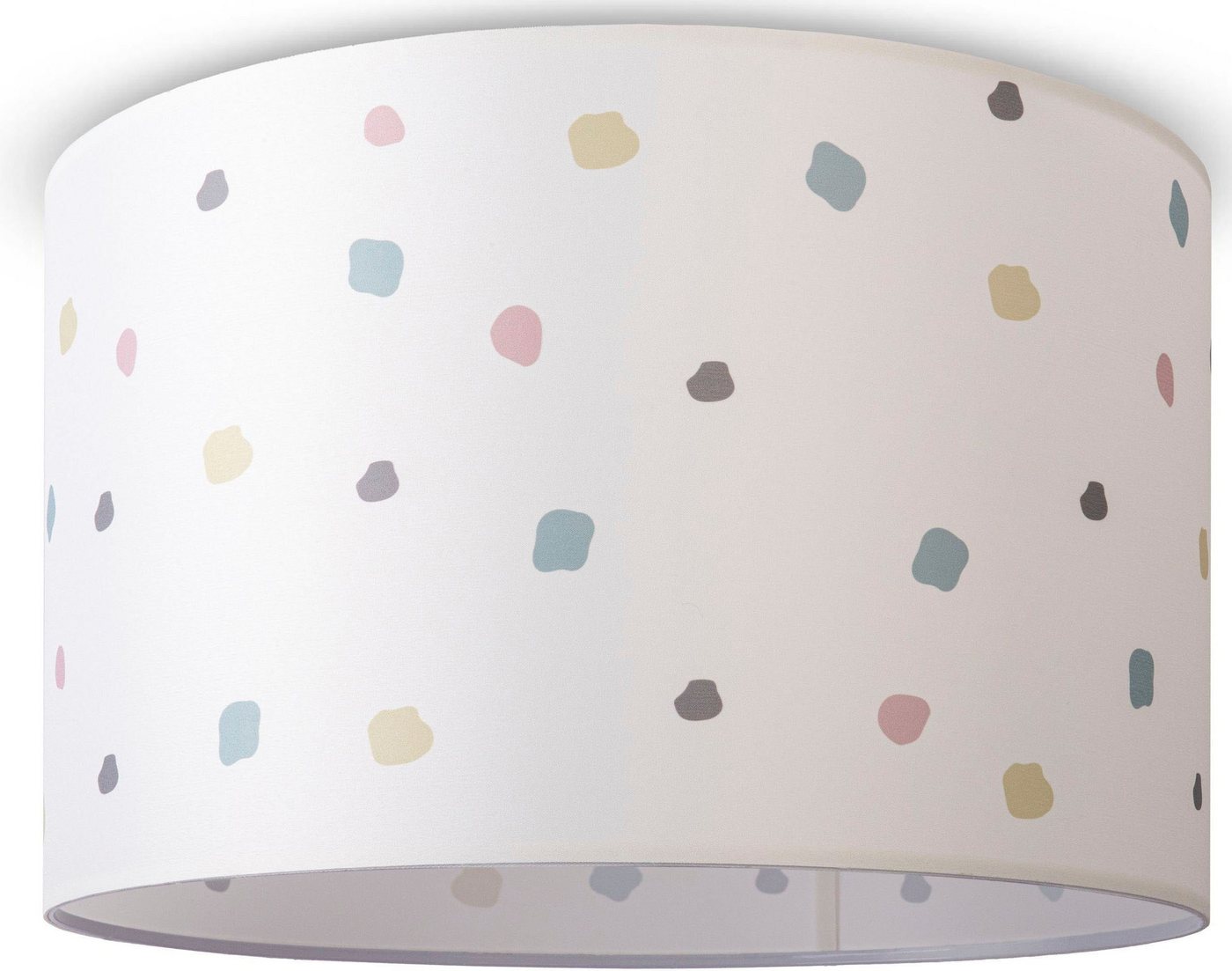 Paco Home Deckenleuchte Hugo Dots, ohne Leuchtmittel, Deckenleuchte Stofflampe Wohnzimmer Lampenschirm Punkte Retro Bunt von Paco Home