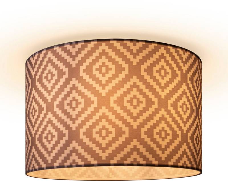 Paco Home Deckenleuchte Hugo Stella, ohne Leuchtmittel, Stoff Lampenschirm Vintage Wohnzimmerlampe Rund Retro Design Textil von Paco Home