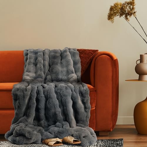 Paco Home Deko Wohnzimmer Decke Kuscheldecke Tagesdecke Waschbar Boho Aesthetic Sofadecke Schlafzimmer Modern Flauschig Waschbar, Farbe:Anthrazit, Größe:200x240cm von Paco Home