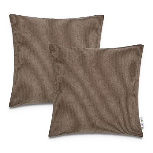 Paco Home Dekorative Kissenbezüge Kordsamt Kissenbezug Weich Kissenhülle Set Kissen Sofa Schlafzimmer Deko Zierkissen, Farbe:Braun 2, Sets:2pcs-Set von Paco Home