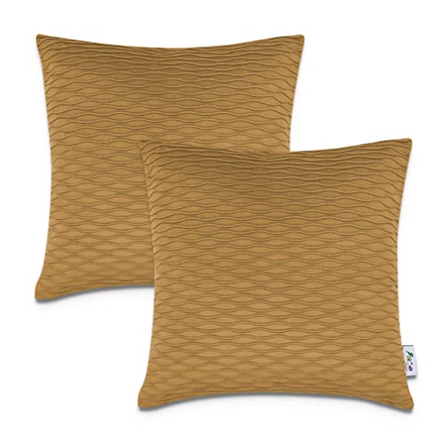 Paco Home Dekorative Kissenbezüge Kordsamt Kissenbezug Weich Kissenhülle Set Kissen Sofa Schlafzimmer Deko Zierkissen, Farbe:Gelb 3, Sets:2pcs-Set von Paco Home