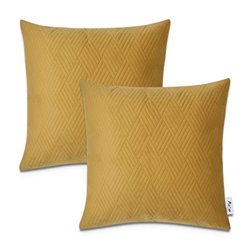 Paco Home Dekorative Kissenbezüge Kordsamt Kissenbezug Weich Kissenhülle Set Kissen Sofa Schlafzimmer Deko Zierkissen, Farbe:Gelb 4, Sets:2pcs-Set von Paco Home