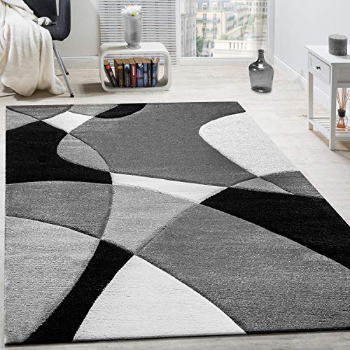 Paco Home Designer Teppich Modern Geometrische Muster Konturenschnitt In Schwarz Weiß, Grösse:200x290 cm von Paco Home
