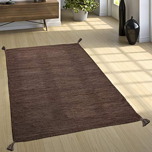 Paco Home Designer Teppich Webteppich Kelim Handgewebt 100% Baumwolle Modern Meliert Braun, Grösse:240x340 cm von Paco Home