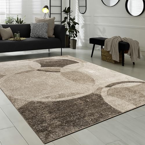 Paco Home Designer Teppich Wohnzimmer Teppich Kreis Muster in Braun Beige Preishammer, Grösse:190x280 cm von Paco Home