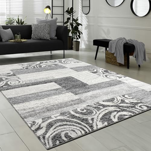 Paco Home Designer Teppich Wohnzimmer Teppich Kurzflor Muster in Grau Creme Preishammer, Grösse:160x220 cm von Paco Home