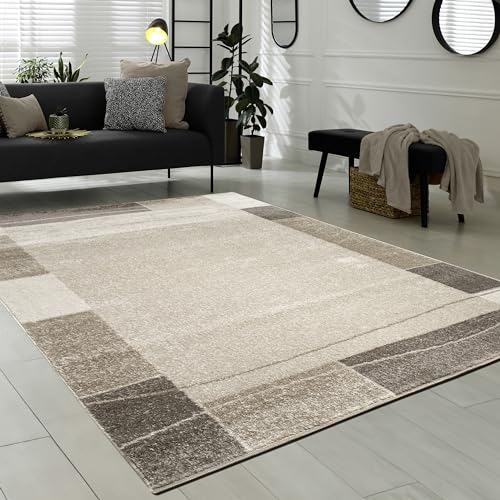 Paco Home Designer Teppich Wohnzimmer Teppich Modern Bordüre in Braun Beige Preishammer, Grösse:190x280 cm von Paco Home