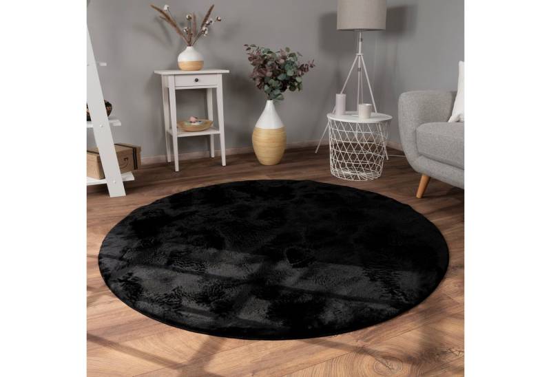 Paco Home Fellteppich Kunstfell Soft 380, rund, Höhe: 14 mm, Langflor, Kuschelteppich - besonders weich, Uni-Farben von Paco Home