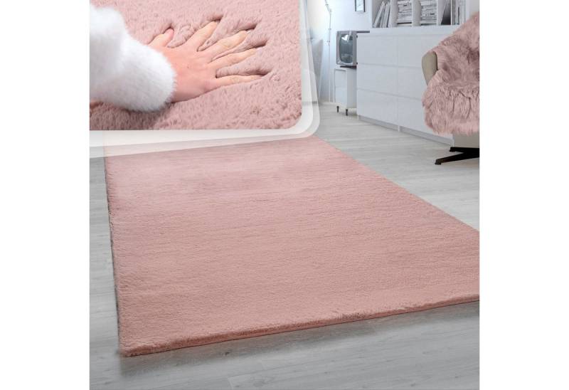 Paco Home Fellteppich Rabbit 780, rechteckig, Höhe: 26 mm, Kunstfell, Kaninchenfell-Haptik, ein echter Kuschelteppich, Uni-Farben von Paco Home