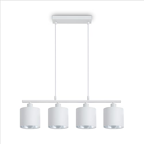 Paco Home Hängelampe 4-Flammig Innen Deckenlampe LED Lampe Lampenschirm Metall Pendellampe Wohnzimmer Esszimmerlampe Modernes Design Uni Schirm E14 von Paco Home