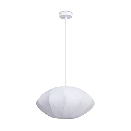 Paco Home Hängelampe Pendellampe Pendelleuchte Wohnzimmer Schlafzimmer Esszimmer Modern Lampenschirm Nylon Uni E27, Lampenart:Pendelleuchte - Typ 2, Farbe:Weiß von Paco Home