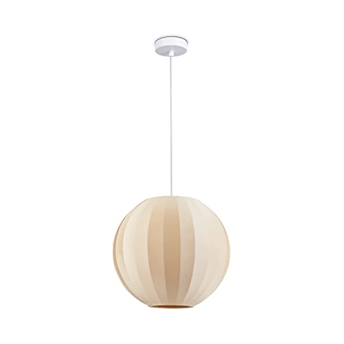 Paco Home Hängelampe Pendellampe Pendelleuchte Wohnzimmer Schlafzimmer Esszimmer Modern Lampenschirm Nylon Uni E27, Lampenart:Pendelleuchte - Typ 3, Farbe:Beige von Paco Home