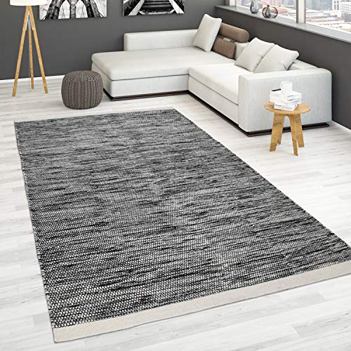 Paco Home Handgewebter Teppich Flachgewebe 100% Wolle Skandinavischer Stil in vers. Farben, Grösse:60x110 cm, Farbe:Weiß von Paco Home