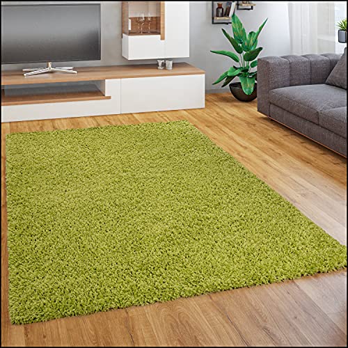 Paco Home Teppich Wohnzimmer Schlafzimmer Hochflor Shaggy Flokati Optik Einfarbiges Design Weich Flauschig Moderne Deko, Grösse:70x250 cm, Farbe:Grün von Paco Home