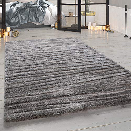 Paco Home Hochflor-Teppich, Weicher Shaggy Für Wohnzimmer Mit Meliertem Design, In Grau, Grösse:200x290 cm von Paco Home