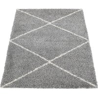 Paco Home Hochflor-Teppich "Kalmar 442", rechteckig, Scandi Design, Rauten Muster, weich & kuschelig von PACO HOME