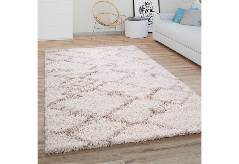 Paco Home Hochflor-Teppich Kalmar 447, rund, Höhe: 44 mm, Shaggy, Scandi Design, modernes Rauten Muster, weich & kuschelig von Paco Home