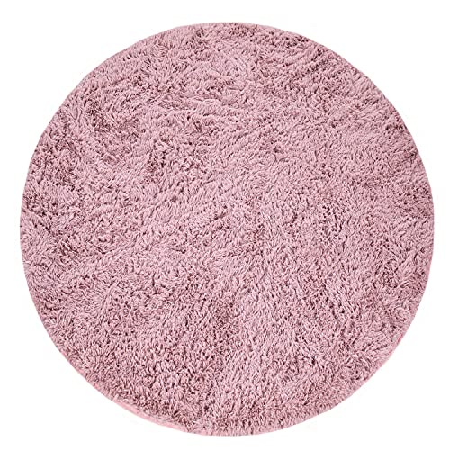 Paco Home Hochflor Teppich Rund Wohnzimmer Schlafzimmer rutschfest Shaggy Modern Flauschig Einfarbig Langflor Kunstfell, Grösse:80 cm Rund, Farbe:Alt-Rosa von Paco Home