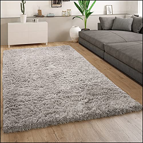 Paco Home Hochflor Teppich Wohnzimmer Flauschig Schlafzimmer Shaggy Modern Weich Einfarbiges Muster, Grösse:200 cm Quadrat, Farbe:Grau Paco Home Hochflor Teppich Wohnzimmer Flauschig Schlafzimmer Shaggy Modern Weich Einfarbiges Muster, Grösse:200 cm Quadrat, Farbe:Grau von Paco Home
