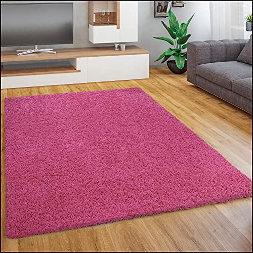 Paco Home Teppich Wohnzimmer Schlafzimmer Hochflor Shaggy Flokati Optik Einfarbiges Design Weich Flauschig Moderne Deko, Grösse:70x250 cm, Farbe:Pink von Paco Home