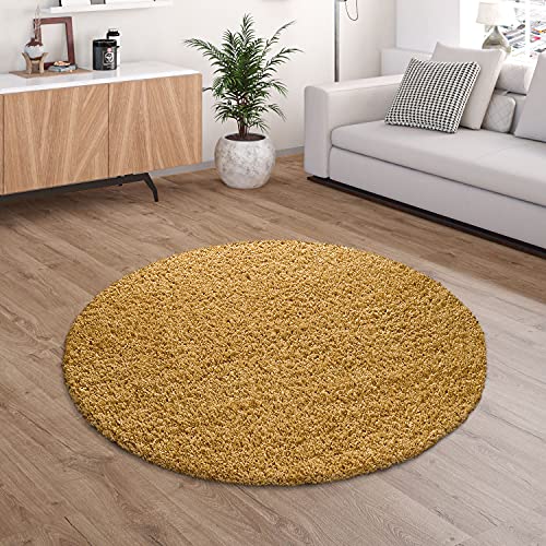 Paco Home Hochflor Teppich Wohnzimmer Shaggy Langflor Modern Einfarbig Ohne Muster, Grösse:160 cm Rund, Farbe:Gelb Paco Home Hochflor Teppich Wohnzimmer Shaggy Langflor Modern Einfarbig Ohne Muster, Grösse:160 cm Rund, Farbe:Gelb von Paco Home