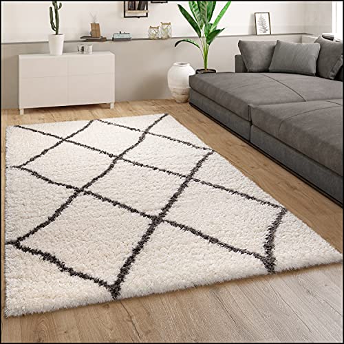 Paco Home Hochflor Teppich Wohnzimmer Shaggy Langflor Skandinavisches Muster Creme Grau, Grösse:160x230 cm Paco Home Hochflor Teppich Wohnzimmer Shaggy Langflor Skandinavisches Muster Creme Grau, Grösse:160x230 cm von Paco Home