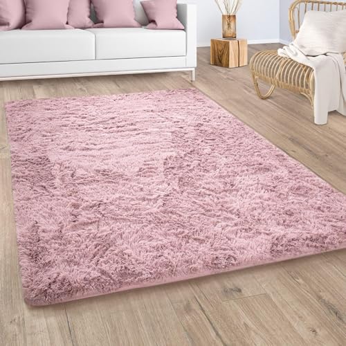 Paco Home Hochflor Teppich Wohnzimmer Shaggy Moderner Fellteppich Imitat Kunstfell Flauschig rutschfest Einfarbig Rosa Altrosa, Grösse:60x100 cm Paco Home Hochflor Teppich Wohnzimmer Shaggy Moderner Fellteppich Imitat Kunstfell Flauschig rutschfest Einfarbig Rosa Altrosa, Grösse:60x100 cm von Paco Home