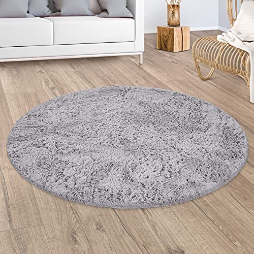 Paco Home Hochflor Teppich Wohnzimmer Shaggy Moderner Fellteppich Imitat Kunstfell Flauschig rutschfest Einfarbig Silber Grau, Grösse:80x150 cm von Paco Home
