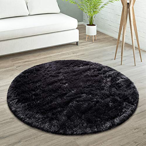 Paco Home Hochflor Teppich Wohnzimmer rutschfest Fellteppich Shaggy Flauschig Weich Modern Kunstfell Fell Imitat Einfarbig, Grösse:80 cm Rund, Farbe:Schwarz Paco Home Hochflor Teppich Wohnzimmer rutschfest Fellteppich Shaggy Flauschig Weich Modern Kunstfell Fell Imitat Einfarbig, Grösse:80 cm Rund, Farbe:Schwarz von Paco Home