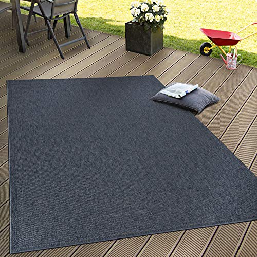 Paco Home In- & Outdoor Flachgewebe Teppich Terrassen Teppiche Natürlicher Look Navy Blau, Grösse:60x100 cm von Paco Home