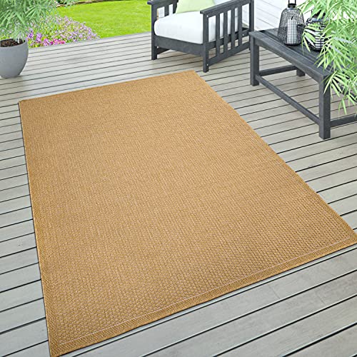 Paco Home In- & Outdoor Teppich, Terrasse u. Balkon, Wetterfest Einfarbig Mit Struktur, Grösse:120x160 cm, Farbe:Gelb von Paco Home