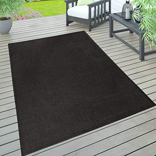 Paco Home In- & Outdoor Teppich, Terrasse u. Balkon, Wetterfest Einfarbig Mit Struktur, Grösse:120x160 cm, Farbe:Schwarz von Paco Home