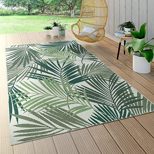 Paco Home In- & Outdoor Teppich Flachgewebe Jungel Gecarvtes Florales Palmen Design Grün, Grösse:280x380 cm von Paco Home