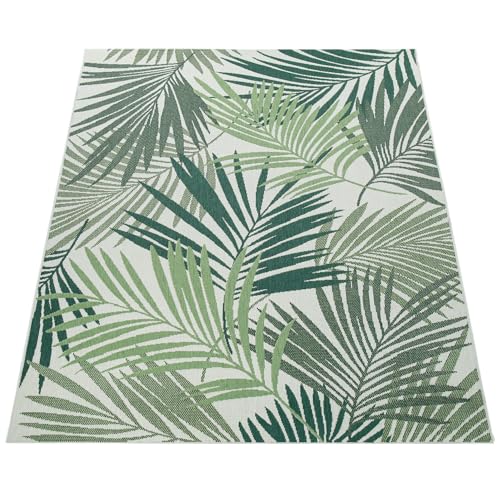 Paco Home In- & Outdoor Teppich Flachgewebe Jungel Gecarvtes Florales Palmen Design Grün, Grösse:60x110 cm von Paco Home