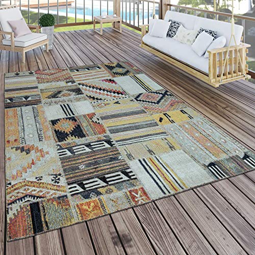 Paco Home In- & Outdoor Teppich Modern Ethno Muster Terrassen Teppich Bunt, Grösse:Ø 160 cm Rund von Paco Home