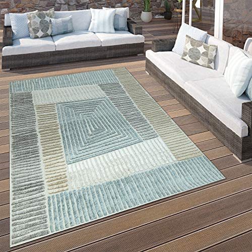 Paco Home In- & Outdoor Terrassen Teppich Geometrisches Design Pastell Braun Beige Grau, Grösse:80x250 cm von Paco Home