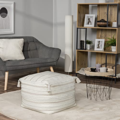 Paco Home Indoor Sitzsack Sessel Wohnzimmer Sitzkissen Hocker Sitzhocker Bodenkissen Fußhocker Pouf Quadratisch Modern Ungefüllt 50x50x40 Mit Quasten von Paco Home