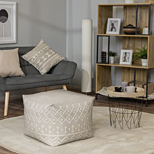 Paco Home Indoor Sitzsack Sessel Wohnzimmer Sitzkissen Hocker Sitzhocker Bodenkissen Fußhocker Pouf Quadratisch Modern Ungefüllt Skandi 50x50x40 von Paco Home