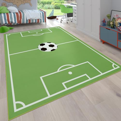 Paco Home Teppich Kinderzimmer Kinderteppich Spielteppich Fußballteppich Jungen Mädchen Modern Grün, Grösse:200x290 cm von Paco Home
