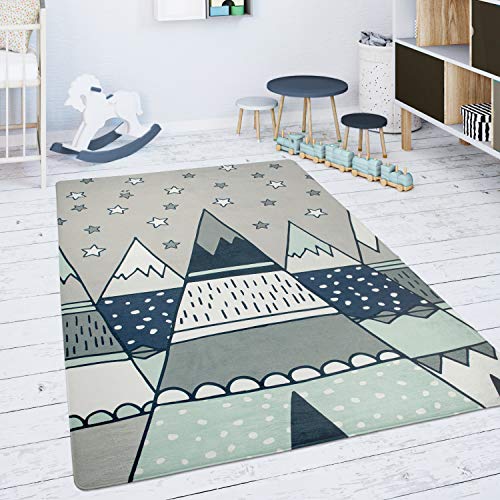 Paco Home Kinder-Teppich Für Kinderzimmer, Junge/Mädchen versch. Designs, Farben u. Größen, Grösse:120 cm Rund, Farbe:Grau 1 von Paco Home