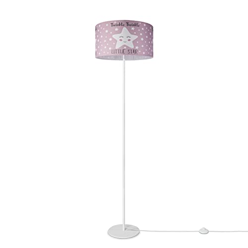 Paco Home Stehlampe Kinder Mädchen Junge Leselampe Kinderzimmer Lampe Stehend Stehleuchte Lampenschirm Stoff Rund E27 Sterne Mond Babyzimmer von Paco Home