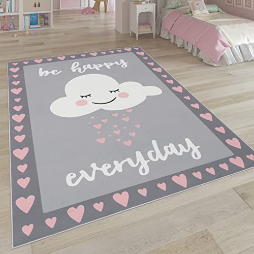 Paco Home Kinderteppich, Kinderzimmer Teppich m. Stern, Mond u. Karo Motiven, Grösse:140x200 cm, Farbe:Pink 6 von Paco Home