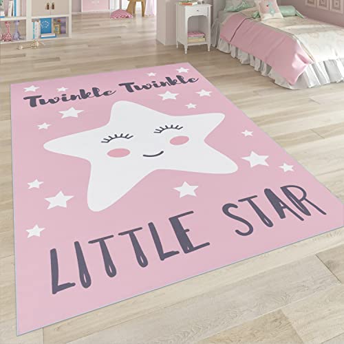 Paco Home Kinderteppich, Kinderzimmer Teppich m. Stern, Mond u. Karo Motiven, Grösse:120x160 cm, Farbe:Pink 3 von Paco Home