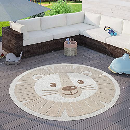 Paco Home Kinderteppich Kinderzimmer Outdoor Teppich Rund Spielteppich Modern 3D Effekt, Grösse:Ø 200 cm Rund, Farbe:Beige Paco Home Kinderteppich Kinderzimmer Outdoor Teppich Rund Spielteppich Modern 3D Effekt, Grösse:Ø 200 cm Rund, Farbe:Beige von Paco Home